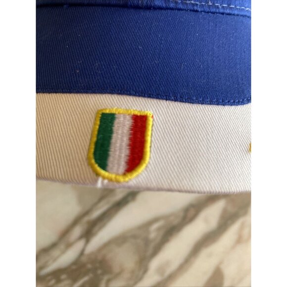 Italia Baseball Cap Embroidered Italian Flag & Text Design Adjustable Blue White - Picture 3 of 9